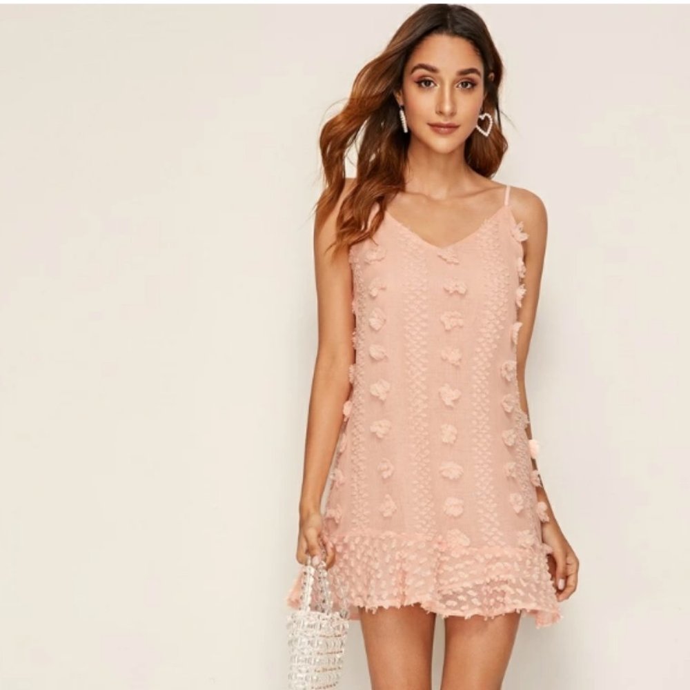 Adorable SHEIN Swiss Dot Ruffle Hem Slip Dress